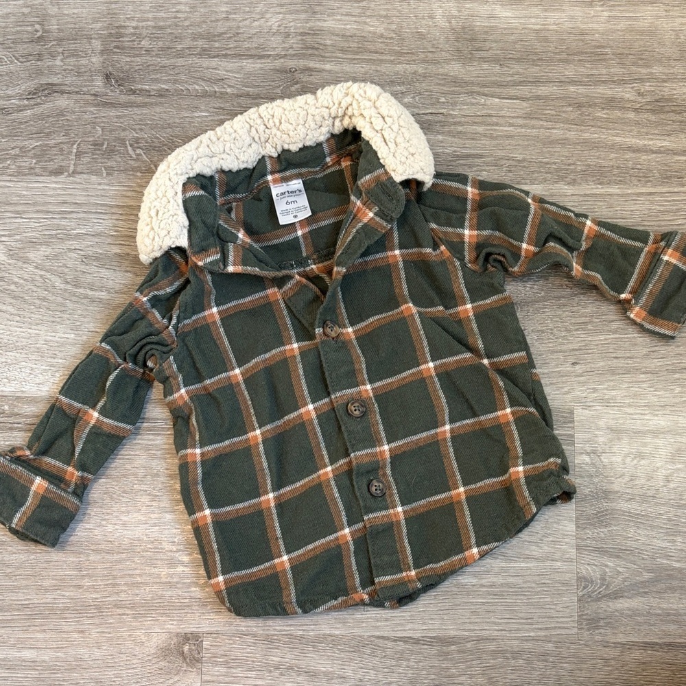 Carter's baby boys plaid print button down shirt